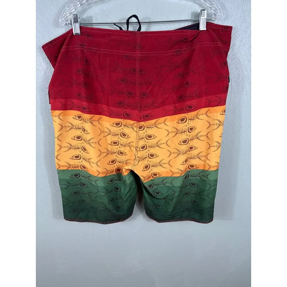 Tormenter Board Shorts Men Size 42 Multicolor Animal Print Fishbone Reggae Beach